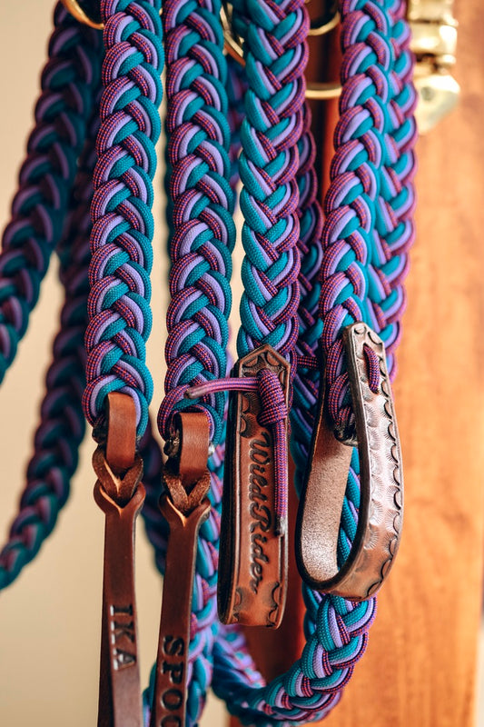 Flat Braided Split Reins - "Mystichrome"