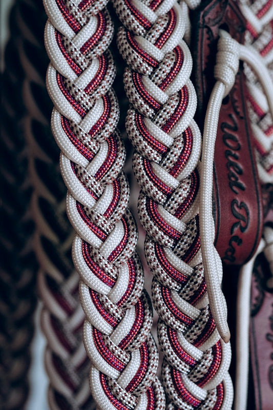 Flat Braided Split Reins - "RED DESERT"