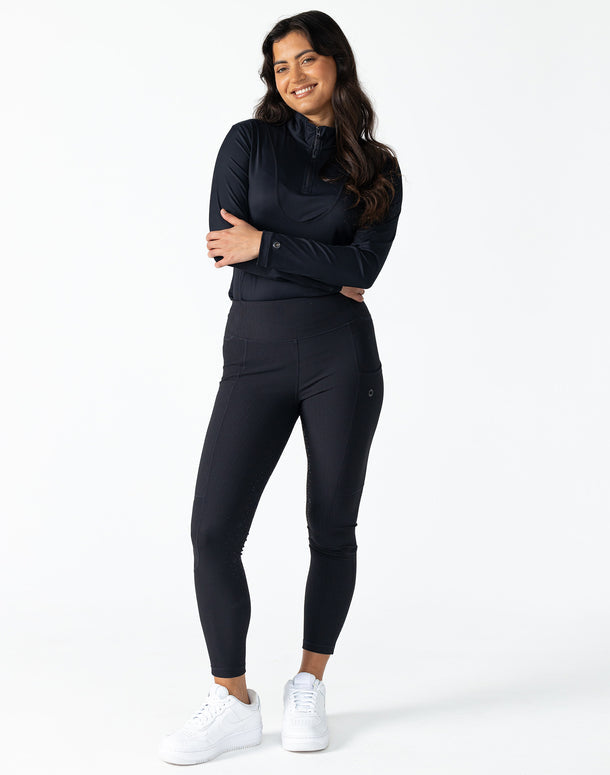 Ribbed Riding Leggings - Black