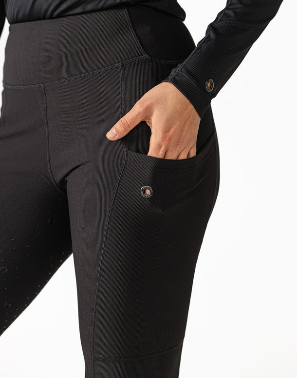 Ribbed Riding Leggings - Black