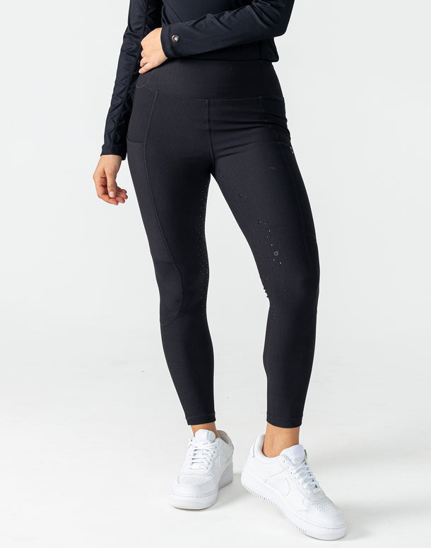 Ribbed Riding Leggings - Black