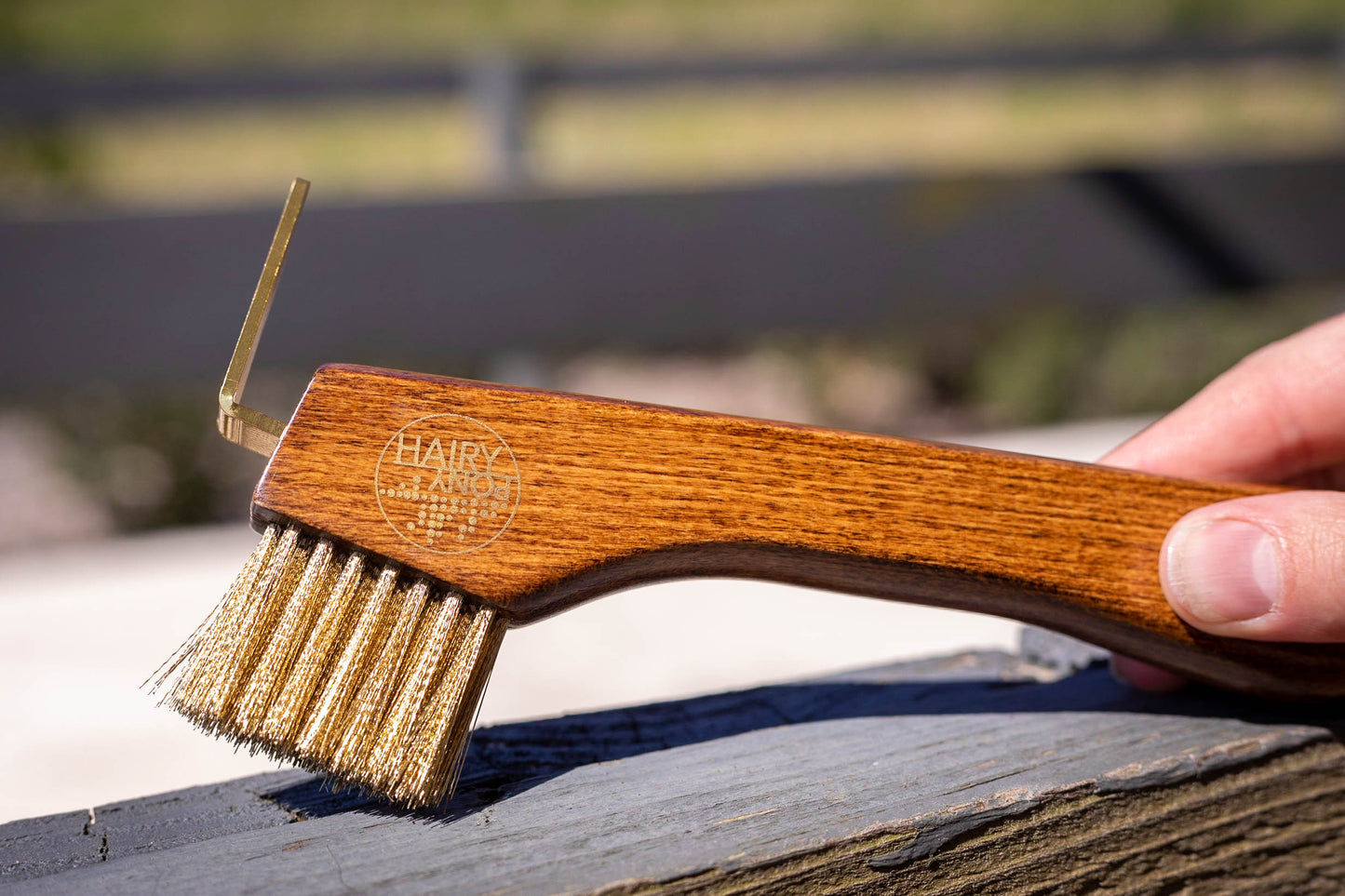 Copper Bristle Wooden Hoof Pick