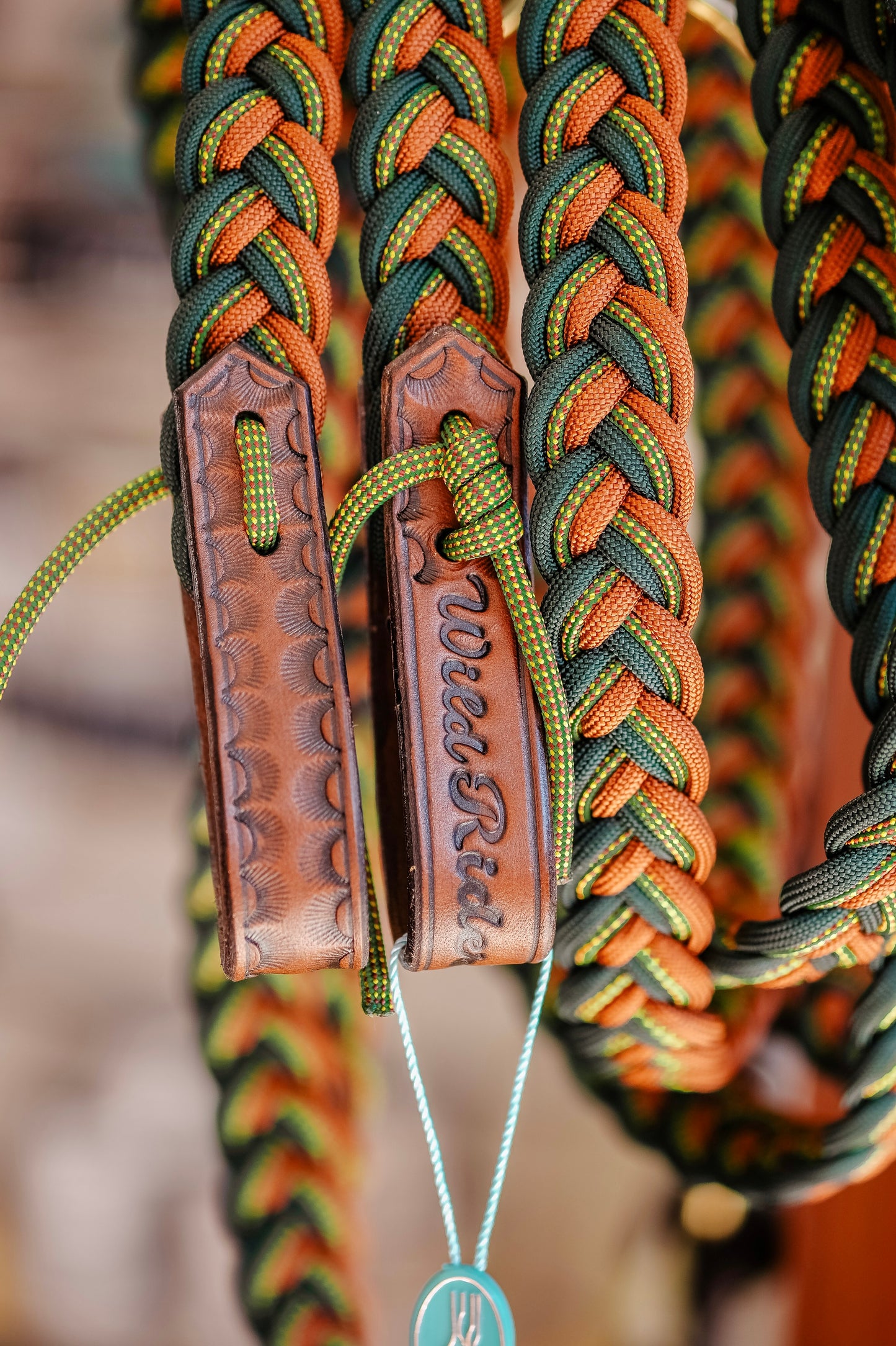 Flat Braided Split Reins - "Forest Fall"