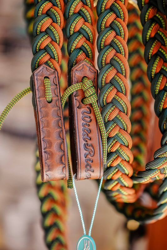 Flat Braided Split Reins - "Forest Fall"