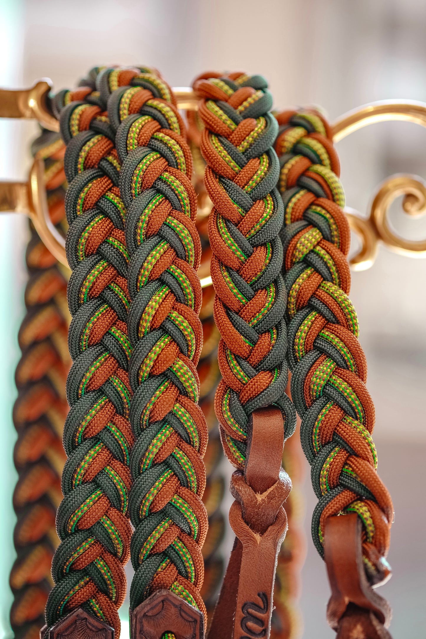 Flat Braided Split Reins - "Forest Fall"
