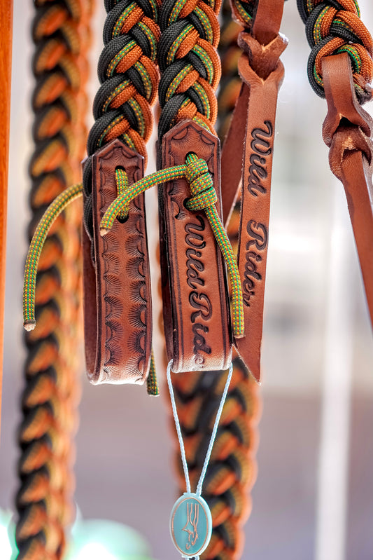 Flat Braided Split Reins - "Forest Fall"