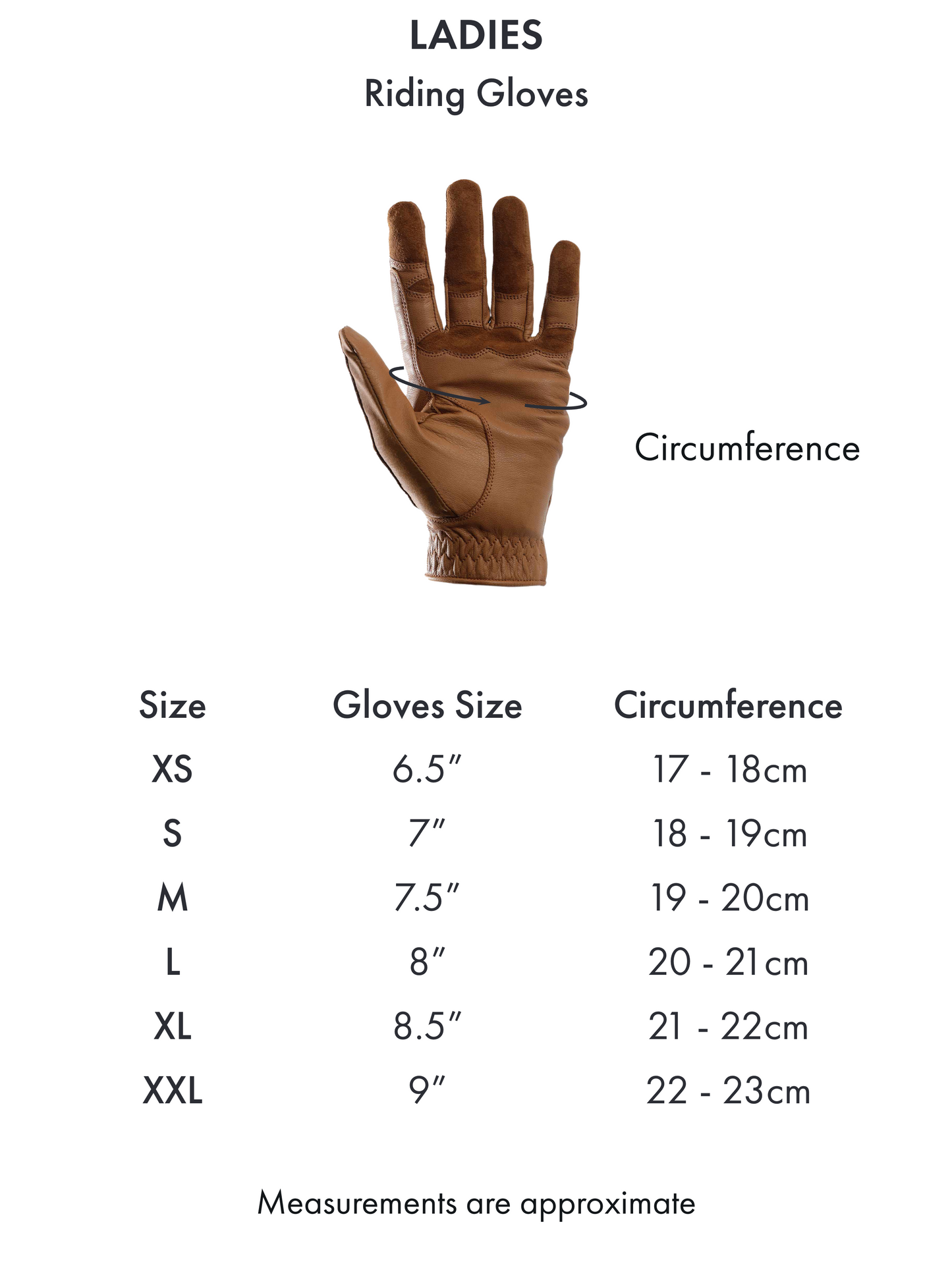 Mizar Ladies Leather Riding Gloves - TAN