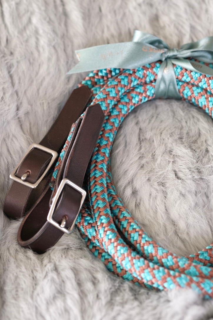 Loop Reins - Leather Buckles - "KINGFISHER" SPECIAL ORDER