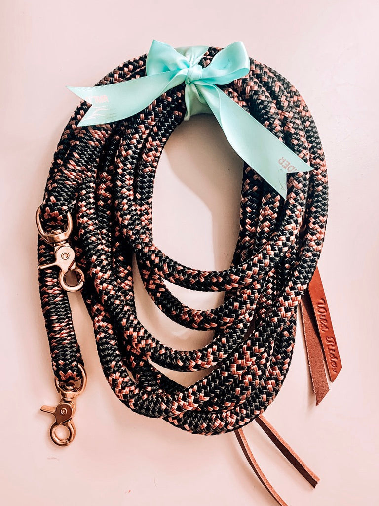 Split Reins - Clip ons - "BLACK BASALT"
