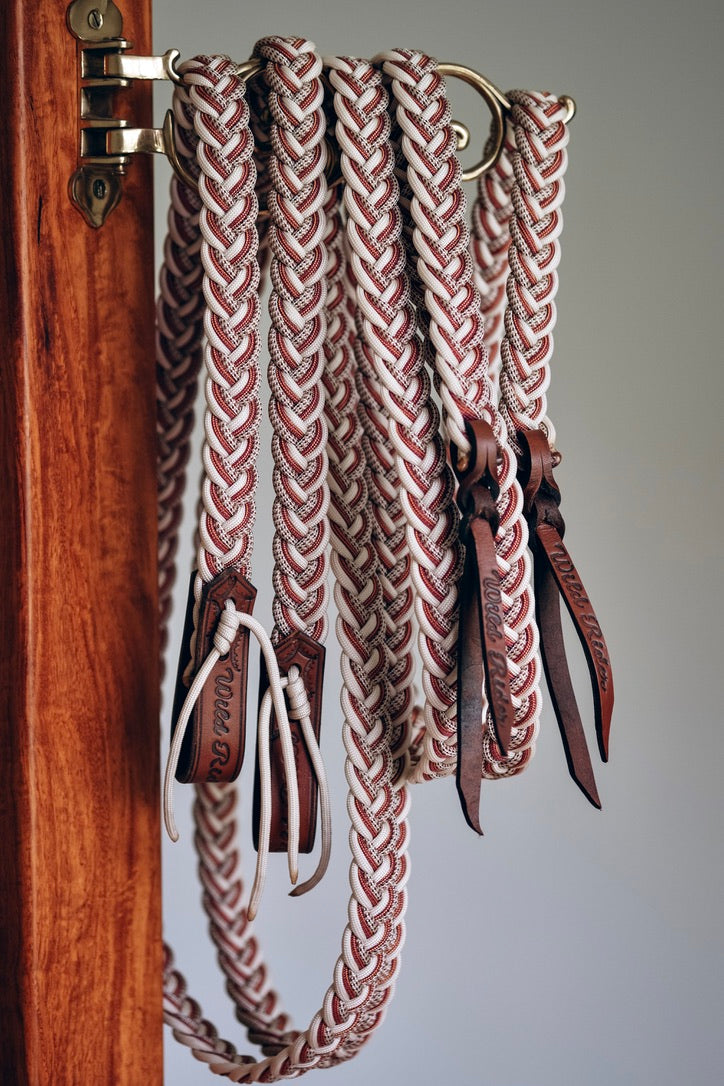 Flat Braided Split Reins - "RED DESERT"