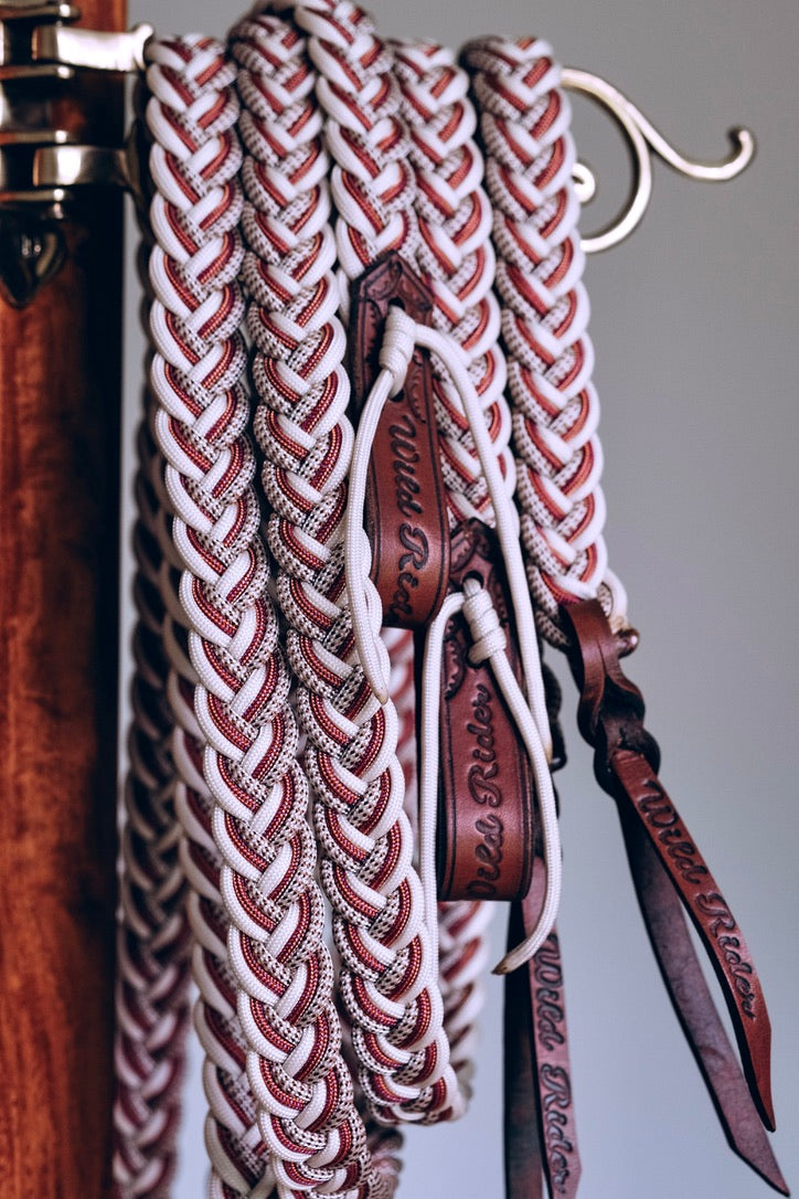 Flat Braided Split Reins - "RED DESERT"