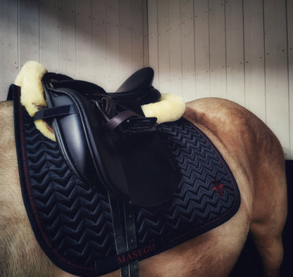 Onyx and Cherry satin dressage saddle pad - Full