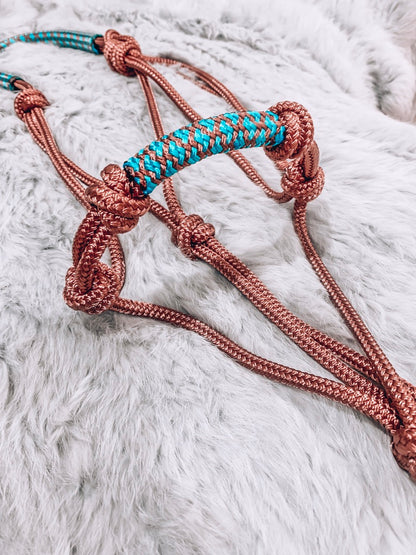 4 Knot Overlay Halter - "ROSE GOLD X KINGFISHER"
